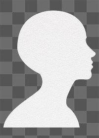 Png white silhouette head sticker, person transparent background