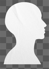 Png white silhouette head sticker, person transparent background