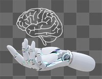 AI png sticker, robot brain, transparent background