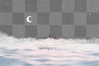 Night sky png clipart, moon and foggy lake, transparent background