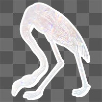 Silver holographic flamingo illustration