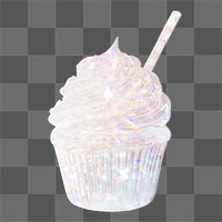 Silvery holographic cupcake design element