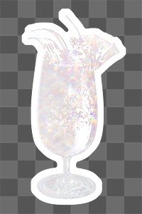 Silvery holographic pi&ntilde;a colada sticker with a white border