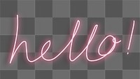 Hello neon sign on a brick wall design element 