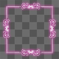 Neon purple filigree frame png