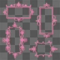 Pink filigree frame set png, remix from The Model Book of Calligraphy Joris Hoefnagel and Georg Bocskay