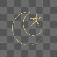 Png ramadan kareem logo with doodle star and crescent moon
