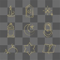 Png islamic doodle logo set