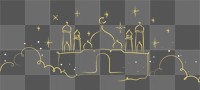 Png gold Islamic architecture in doodle style