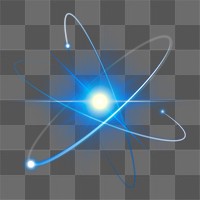 Atom science biotechnology blue png neon graphic