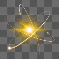 Atom science biotechnology gold png neon graphic