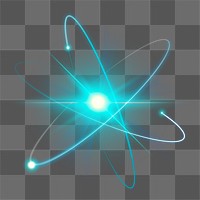 Atom science biotechnology blue png neon graphic