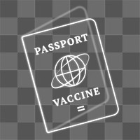 Covid-19 vaccine certificate passport png white neon graphic