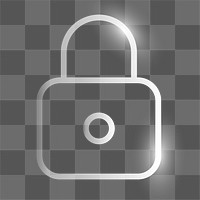 Lock feature png technology icon in silver on transparent background
