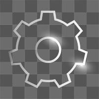 Setting gear png technology icon in silver on transparent background