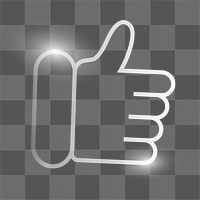 Thumbs up png technology icon in silver on transparent background