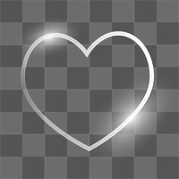 Heart png technology icon in silver on transparent background