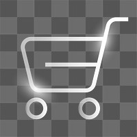 Shopping cart png technology icon in silver on transparent background