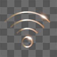 Wifi internet png technology icon in gold purple on transparent background