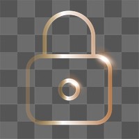 Lock feature png technology icon in gold on transparent background