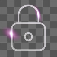 Lock feature png technology icon in neon purple on transparent background