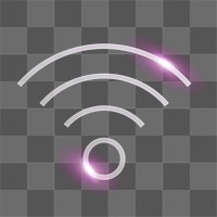 Wifi internet png technology icon in neon purple on transparent background