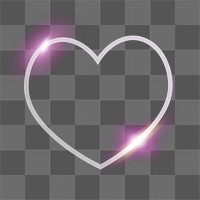 Heart png technology icon in neon purple on transparent background