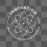 Innovation education logo png with atom science graphic