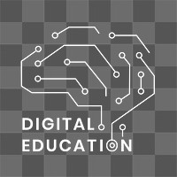 Digital education logo png with AI brain graphic