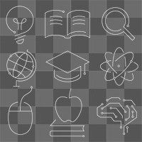 Education technology white icons png digital and science graphic collection