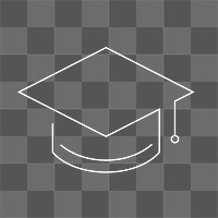 Graduation cap education icon png white digital graphic