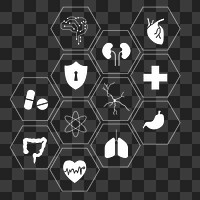 Medical technology png clipart icon set for health and wellness