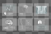 Medical technology png clipart icon set for health and wellness
