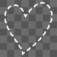 Png dash line heart design element in doodle style