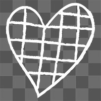 Png white heart design element in hand drawn style