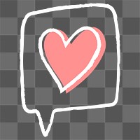 Png love message design element in doodle style