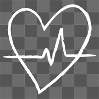 Png heartbeat design element in doodle style