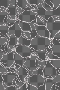 Png flower pattern, white monoline art