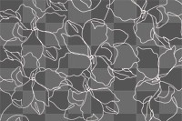 Png flower pattern, white monoline art