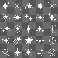 Sparkling stars png icon set in simple style