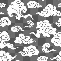 Cloud png pattern seamless background, white Chinese oriental illustration sticker