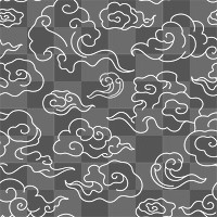 Cloud png pattern seamless background, white Chinese oriental illustration sticker