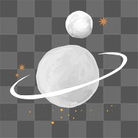 Cute PNG planet clip art, Saturn hand drawn illustration