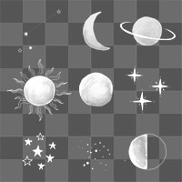 Galaxy PNG hand drawn sticker set