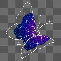 Glitter butterfly png sticker, purple aesthetic clipart