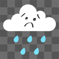 Cloud png flat sticker collage, cute sad weather transparent clipart