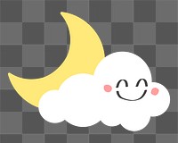 Moon png flat cloud sticker collage, transparent clipart