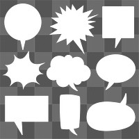 Speech bubble PNG sticker set, white flat design