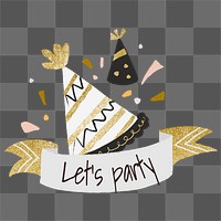 Party sticker png, cute birthday illustration 