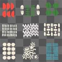 Simple block print collage element graphic